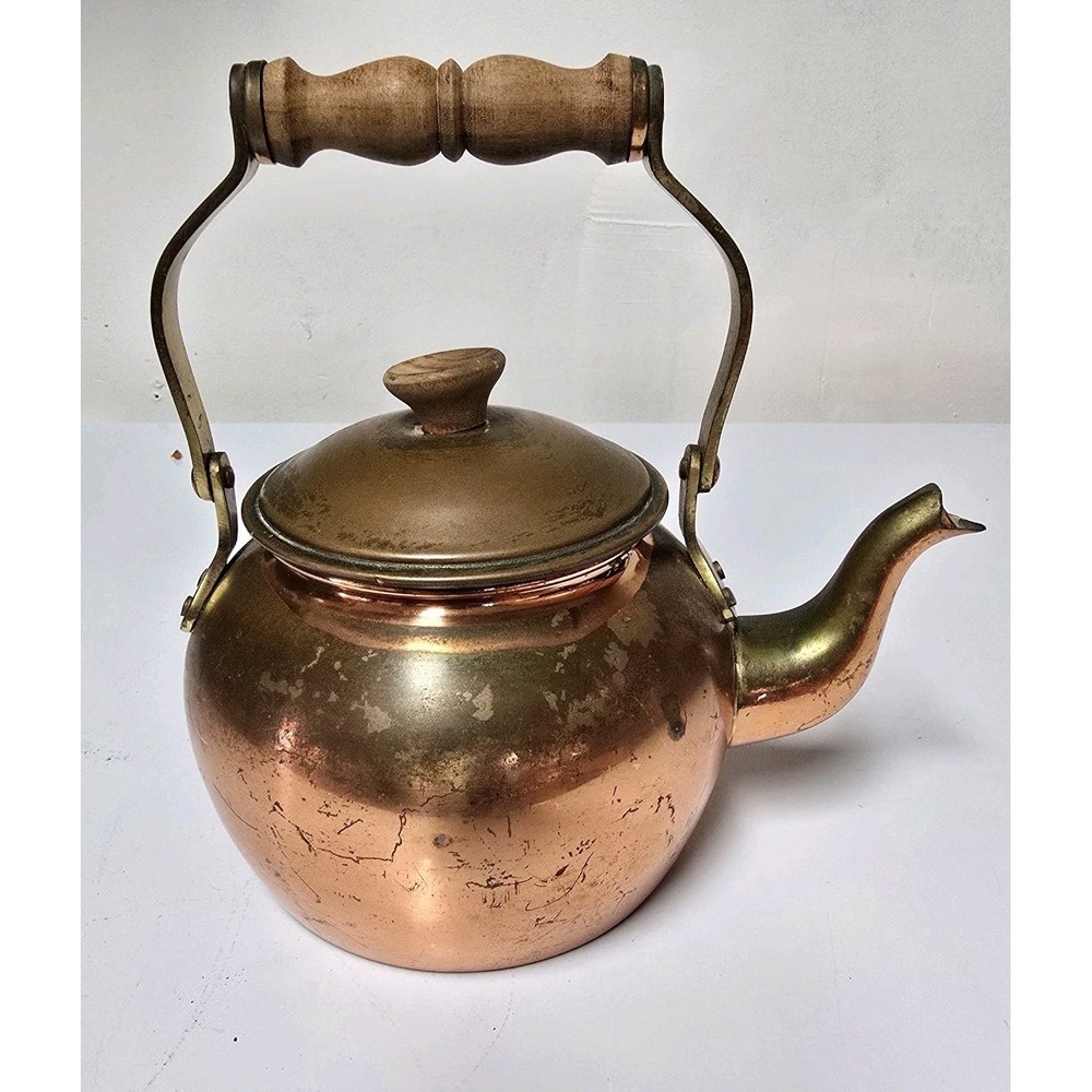 Vintage Tagus Portugal No. R.50 Solid Copper Goose Neck Tea Pot Kettle 32 oz.